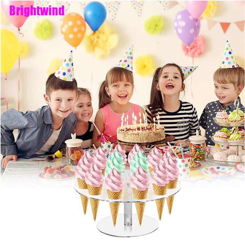 Giá Đỡ Kem Ốc Quế / Bánh Cupcake 16 Lỗ Bằng Acrylic Tiện Dụng