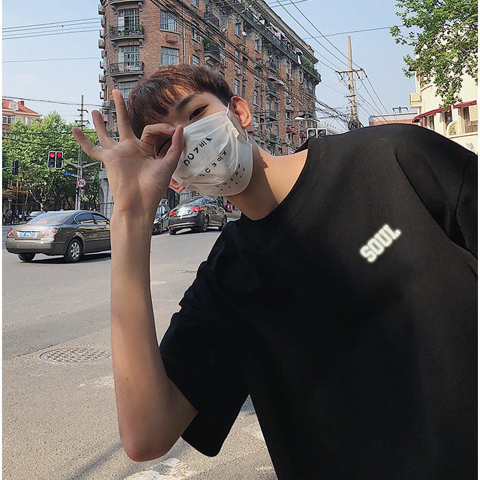 Áo phông nam nữ unisex tay lỡ form rộng chữ SOUL phản quang vải dày mịn