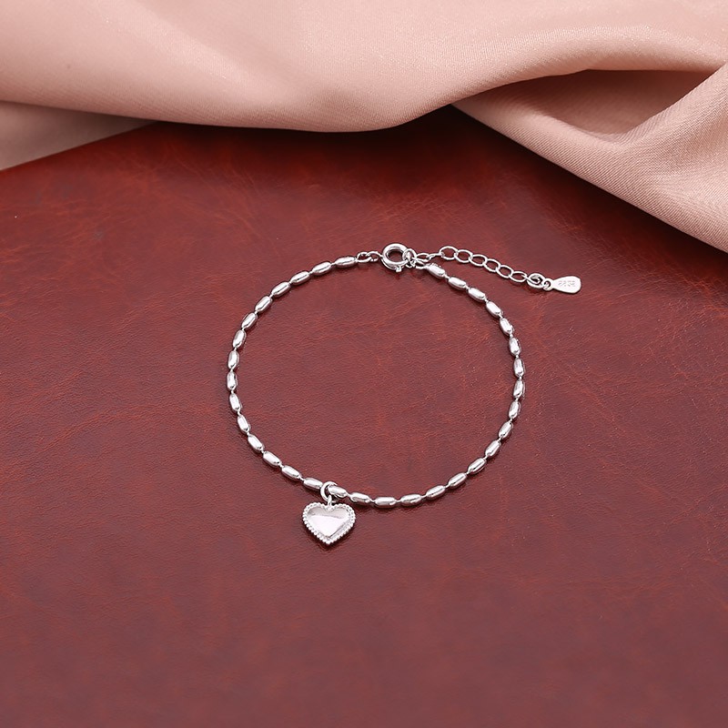 Vòng Đeo Tay Kim Loại Mặt Hình Trái Tim Phong Cách Retro Xinh Xắn