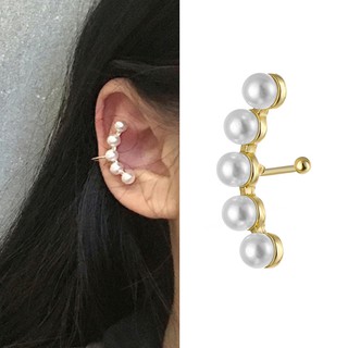 Hoa tai dạng kẹp vành đính ngọc trai giả sang trọng cho nữ