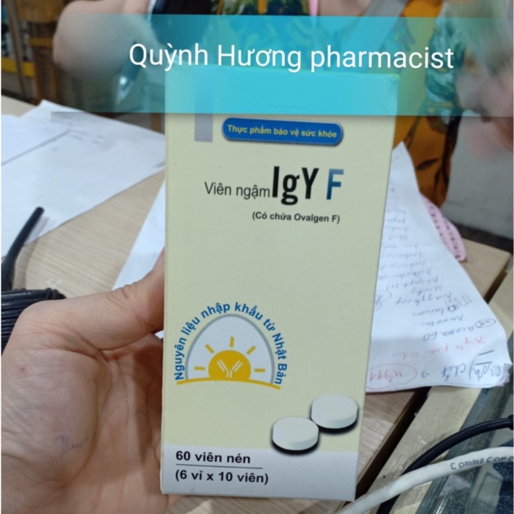 Vỉ lẻ Viên ngậm IgY F ( 60 viên ) phòng chống cảm cúm an toàn cho bà bầu IgYgate DC-F