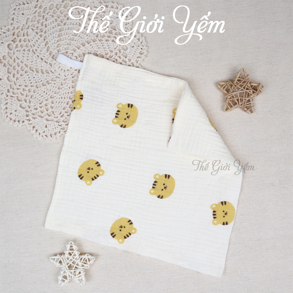 Khăn sữa cho bé khăn mặt xô 4 lớp muslin siêu mềm mịn vệ sinh lau mặt tắm rửa cho bé THẾ GIỚI YẾM