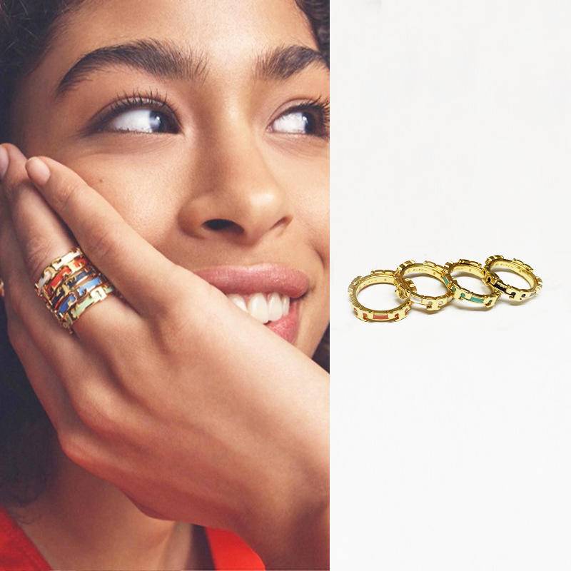 Nhẫn Chữ T NhiềU MàU SắC ThờI Trang Cho Nữ