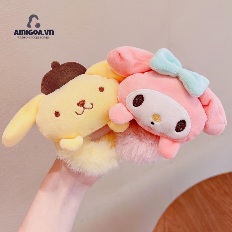 ✨✨Dây cột tóc lông thú bông Sanrio kuromi dễ thương