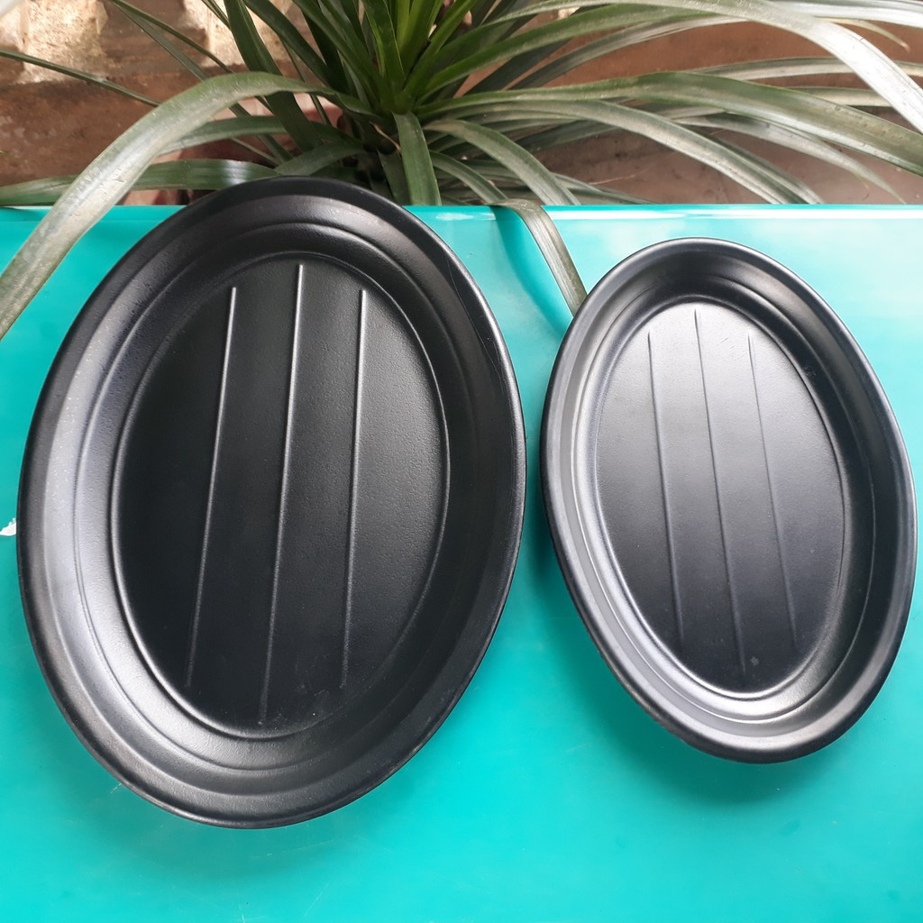 Đĩa Bầu Dục, Dĩa Nhà Hàng Màu Đen Sang Trọng (Nhiều size)