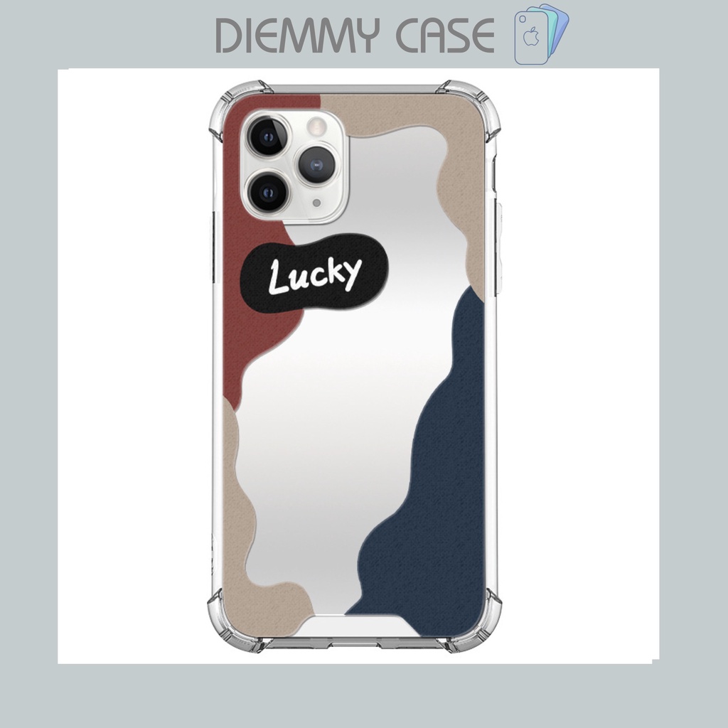 Ốp lưng điện thoại iphone tráng gương Lucky; trong suốt cạnh vuông x/x/xsmax/11/11pro/11 pro/12/12 pro/12 promax/13/ 13