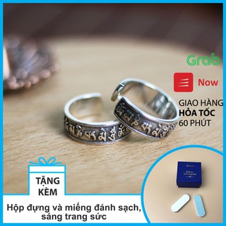 Nhẫn bạc 925 freesize - Khắc nổi chữ OM MANI PADME HUM - Trang sức phong thủy - Hiên Nhà
