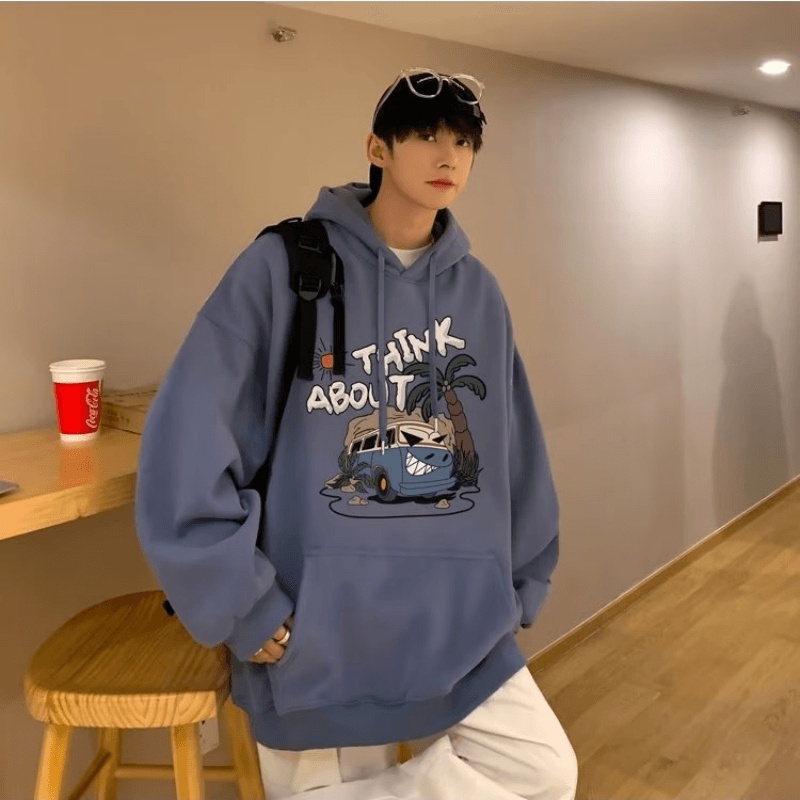 Áo Hoodie Thể Thao Dáng Rộng In Chữ Thời Trang Nhật Bản Giản Dị Dành Cho Nam