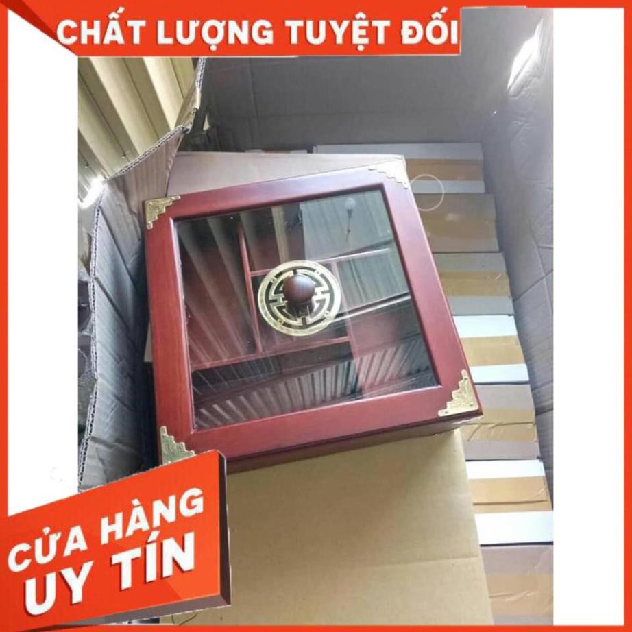 [HÀNG CAO CẤP - LOẠI 1] Khay Đựng Bánh Kẹo Ngày Tết bằng Gỗ Hương Cao Cấp Vuông Kính Bọc Đồng Sang Trọng