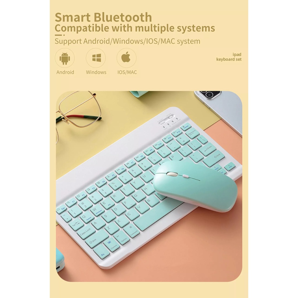 [CAO CẤP] Bàn phím bluetooth không dây cao cấp, 10 inch, siêu mỏng, sạc USB, dùng cho Máy tính/Máy tính bảng/Điện thoại