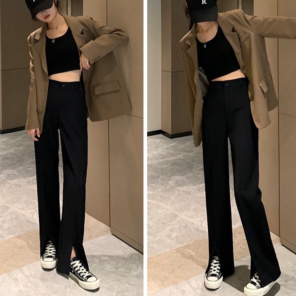 Quần ống rộng Xẻ Tà Thời Trang Nữ