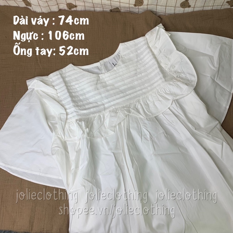 Váy babydoll xếp ly ngực, đầm baby doll tay bồng, dáng ngắn dễ thương