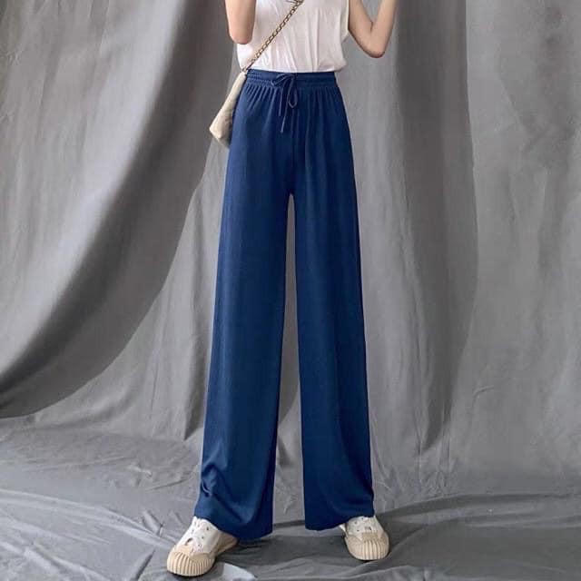 Quần ống rộng culottes cạp chun thắt nơ