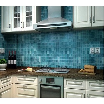 Decal giấy dán bếp tráng nhôm cách nhiệt màu xanh dương khổ 45cm keo sẵn