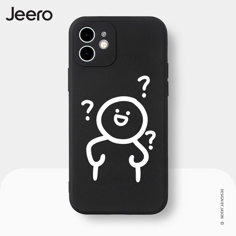 Ốp điện thoại JEERO viền vuông đen chống bẩn ngộ nghĩnh hài hước hình bựa hoạt hình cặp đôi dễ thương đẹp mềm Cho iPhone 13 12 11 Pro Max SE 2020 X XR XS 8 7 ip 6S 6 Plus kute HFEA679