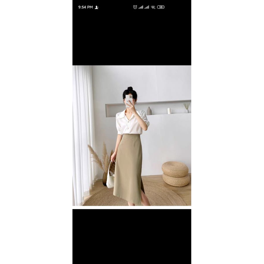 chân váy chữ A xẻ hông dáng dài 70cm đủ size PR theo yêu cầu tại xưởng