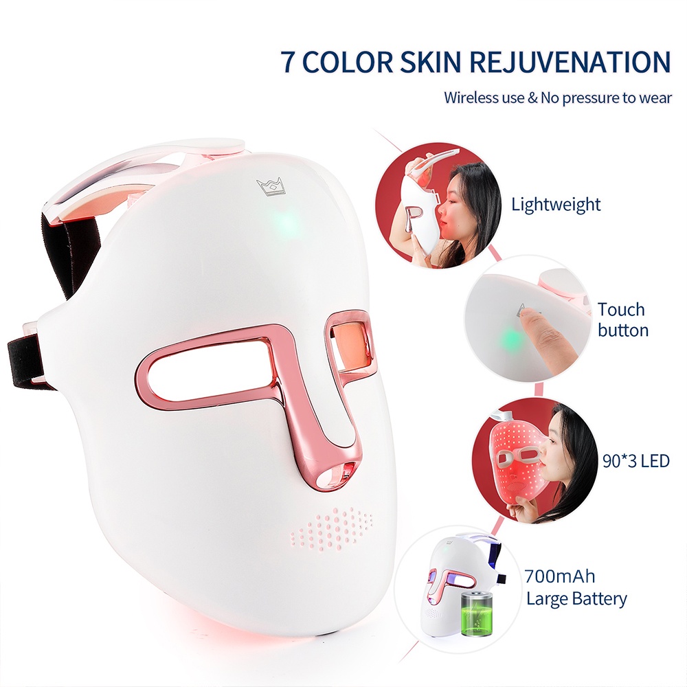 Mặt nạ FOREVERLILY với đèn Led photon 7 màu hỗ trợ trẻ hóa da chống nếp nhăn dưỡng ẩm nâng cơ