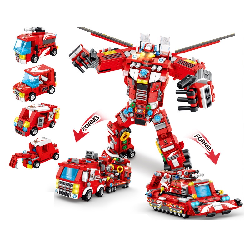 Đồ chơi lắp ráp Robot Cứu Hỏa Robot Với 836 Chi tiết lắp được 35 kiểu khác nhau Chất liệu nhựa ABS Cao cấp