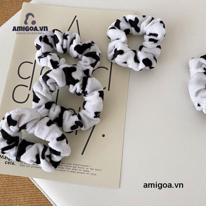 ✨✨Dây Buộc Tóc Vải Kiểu  Họa Tiết Bò Sữa Dễ Thương