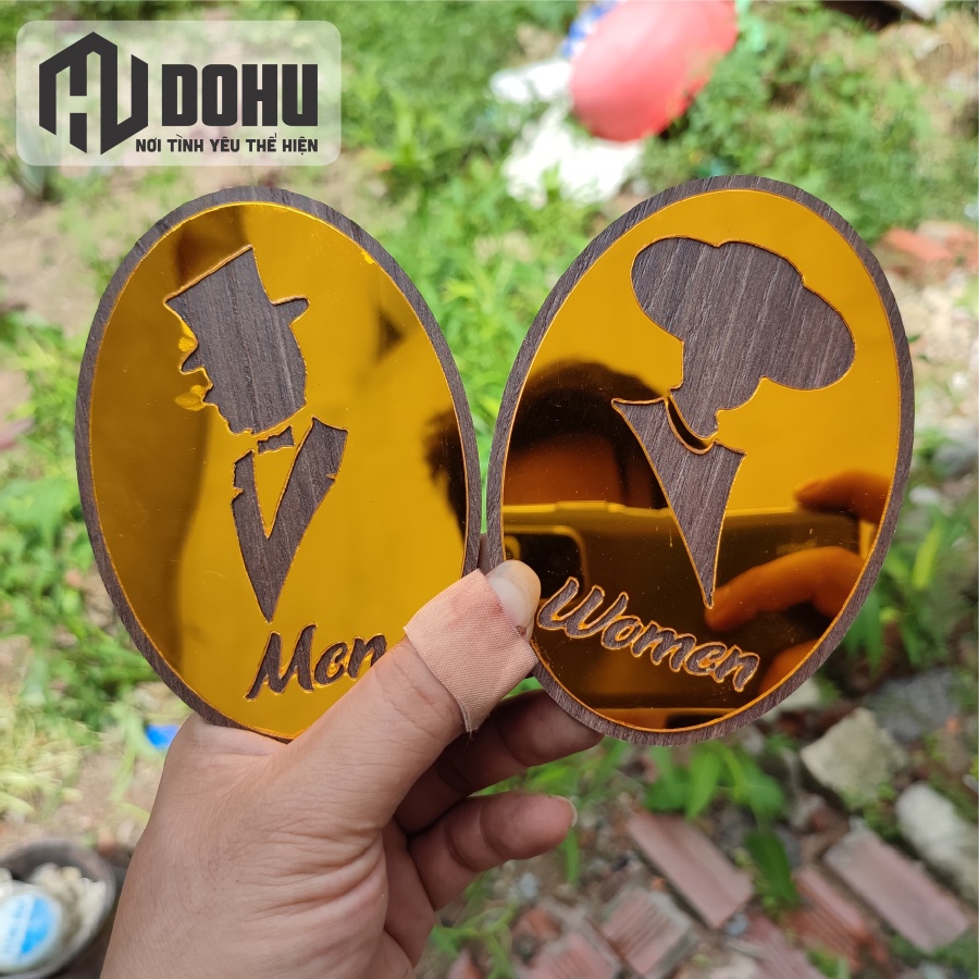 Bảng Gương Vàng Nhà Vệ Sinh - Toilet - WC Nam Nữ - Sang Trọng  - DH111