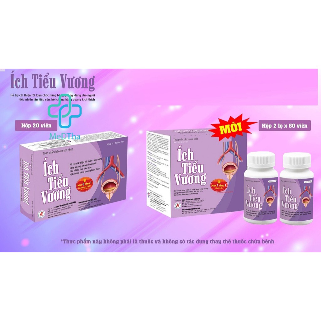 Ích Tiểu Vương - Hỗ trợ Giảm Tiểu Đêm, Tiểu Són, Tiểu nhiều lần, Rối loạn chức năng Bàng Quang (Hộp 120v) [Chính Hãng]