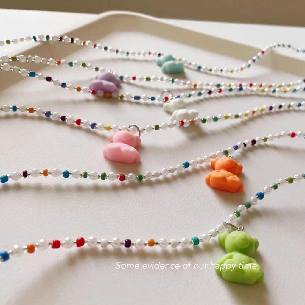 Dây Đeo Mắt Kính Xỏ Hạt acrylic Màu Kẹo Hình Gấu