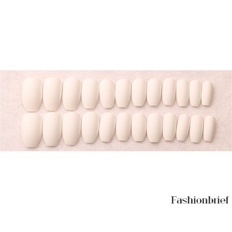 Set 24 móng tay giả sơn màu trắng thời trang thanh lịch dành cho nữ