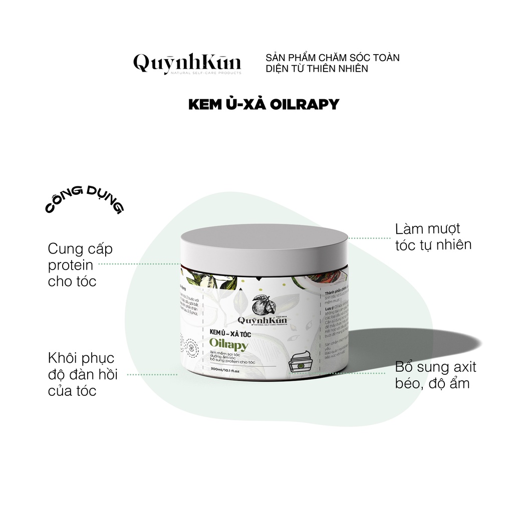 DẦU XẢ OILRAPY HANDMADE QK | dưỡng ẩm, làm mượt tóc, tăng độ đàn hồi cho tóc, làm bóng mượt