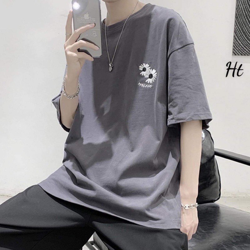 Áo phông logo đôi hoa trắng tici H2Q977
