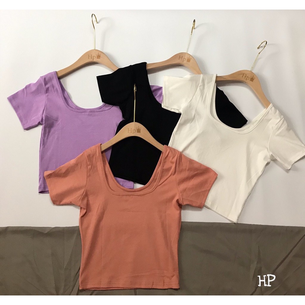 Áo Croptop Cổ Vuông Trễ_Xưởng May Quang Anh