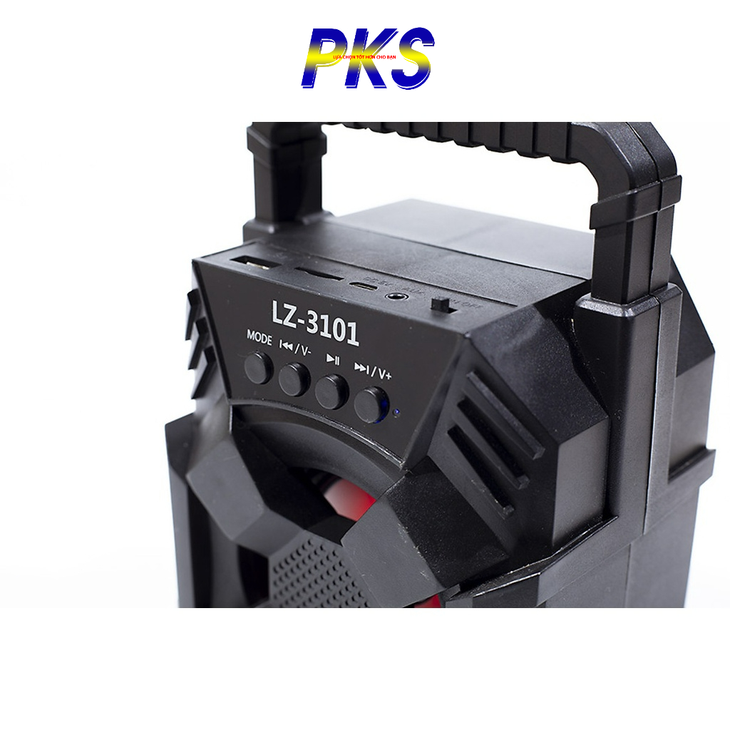 Loa bluetooth không dây LZ-3103 hỗ trợ USB, thẻ nhớ TF, AUX có đèn led và quai xách tiện lợi