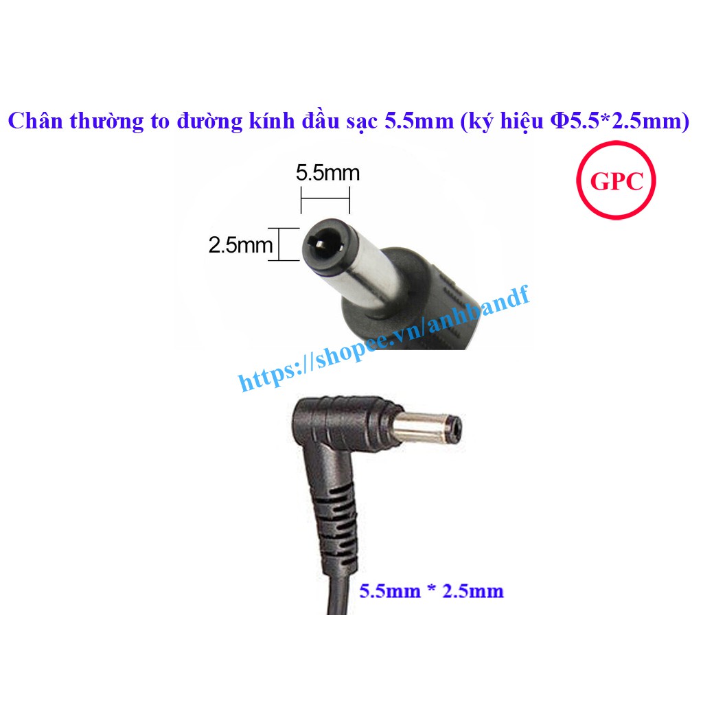 SẠC LAPTOP ASUS 19V-3.42A (ADAPTER ASUS 19V - 3.42A) - chân To đường kính đầu sạc 5.5mm (ký hiệu Φ5.5*2.5mm)