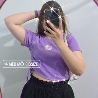 Áo crop hoa cúc rút dây bigsize