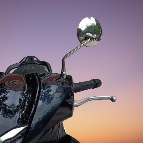 Gương xe máy loại tròn kiểu Vespa 9cm thân gương inox bền chắc