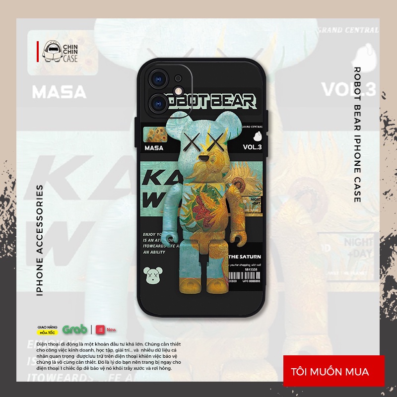 Vỏ ốp iPhone Robot Bear Nasa chống sốc cho iPhone 6/6pl/6s/6spl/7/7pl/8/8pl/x/xs/11/12/13/pro/max - Chinchincase