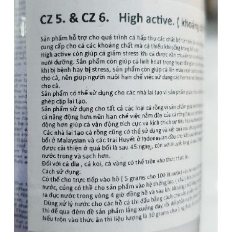 High active - Khoáng chất cz 5 & cz 6 bổ sung cho bể cá cảnh 100gr