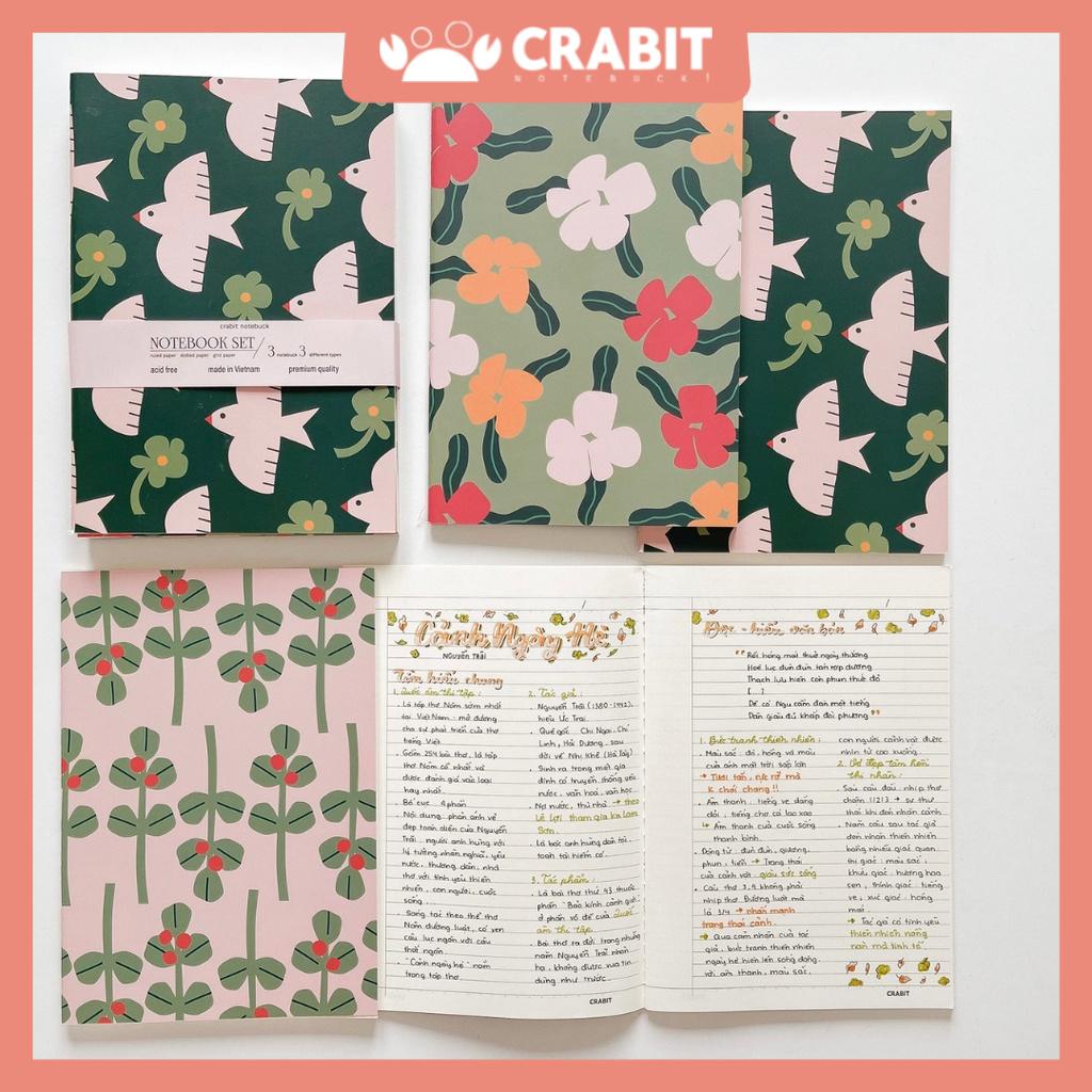 Vở 100gsm may gáy 80 trang Crabit kẻ ngang dotgrid - Greenbird Collection