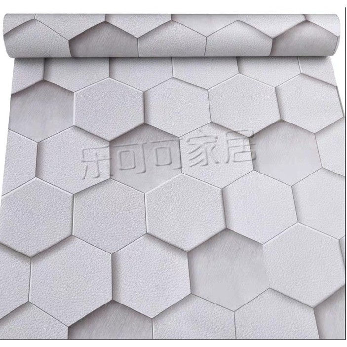 Decal giấy dán tường hình ngũ giác trừu tượng khổ 45cm keo sẵn bóc dán