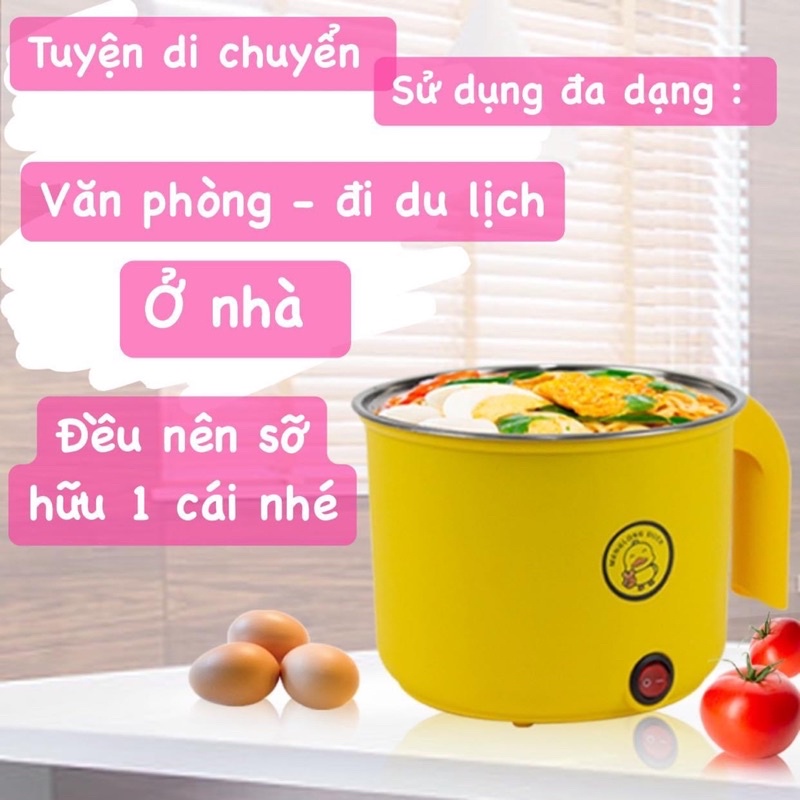 nồi lẩu đa năng mini kèm xửng hấp 2 món con vịt vàng