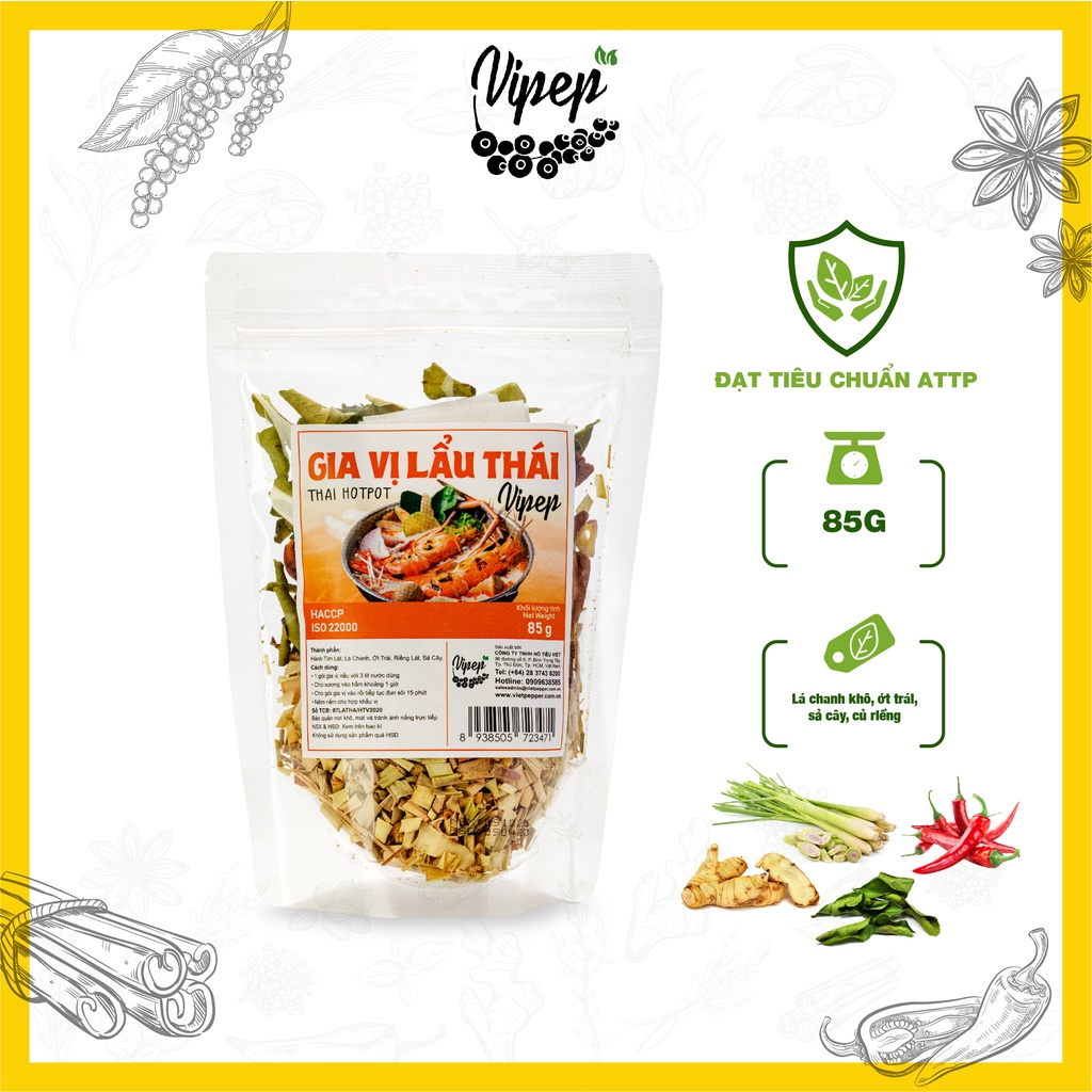 Combo 5 gói gia vị nấu phở - lẩu thái - lẩu Tomyum chuẩn Hadilao - lẩu bò/dê - súp gà - gà tiềm thuốc Bắc (Vipep)