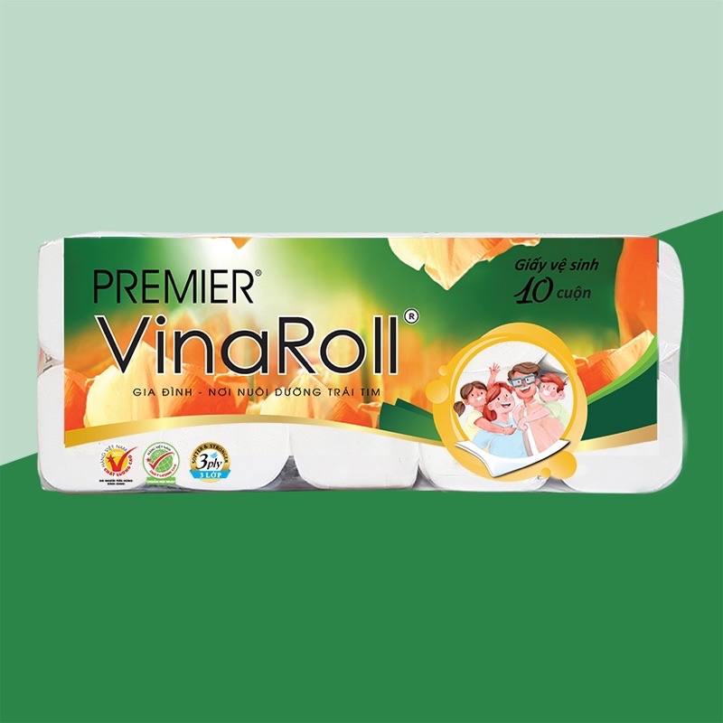 Giấy Vệ Sinh Vinaroll Cao Cấp 10 cuộn 3 Lớp Không Lõi