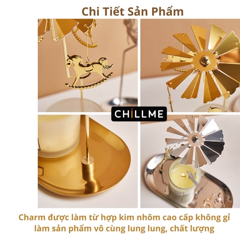 Phụ kiện nến thơm Charm có khay đựng nến trang trí chong chóng xoay giúp căn phòng trở nên lung linh, thư giãn