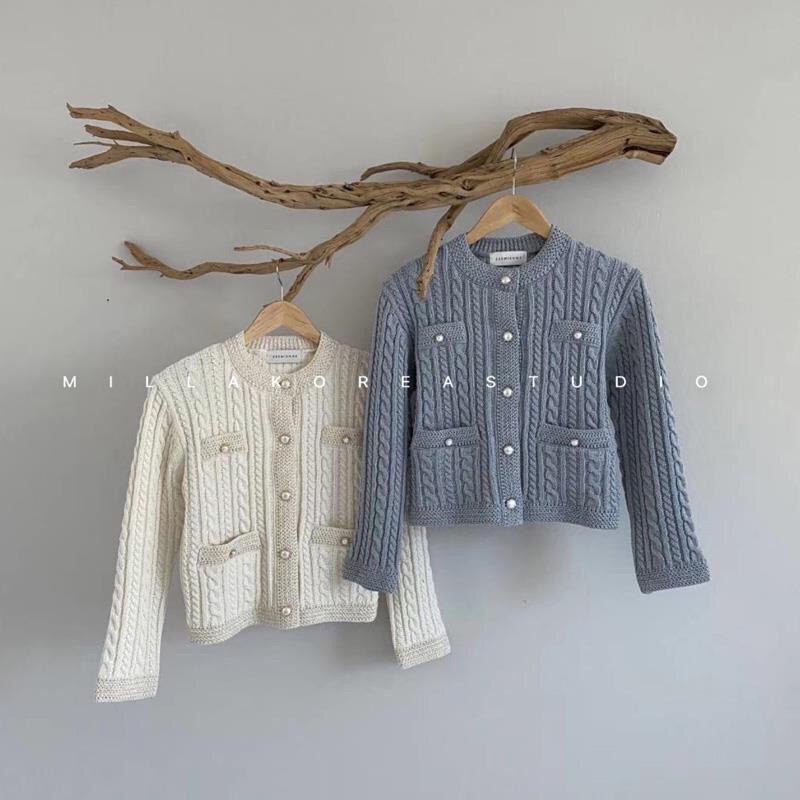 Áo khoác len cadigan  viền  kim sa