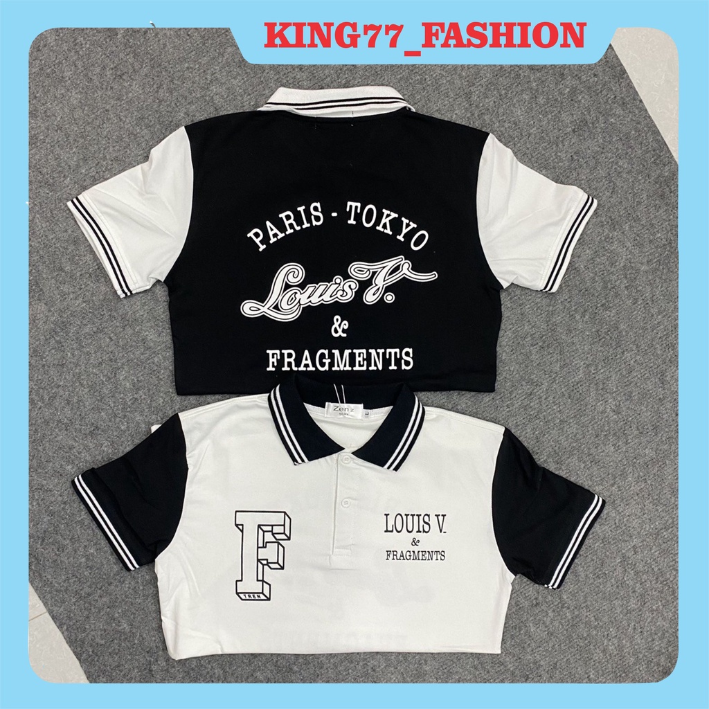 Áo thun polo nam tay ngắn cổ bẻ in họa tiết LOUIS chất vải cotton dày co dãn thấm hút mồ hôi