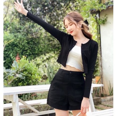 KOOKY HOUSE - JOY TOP - Áo croptop thun thiết kế form cardigan, có thể dùng làm áo khoác ngoài