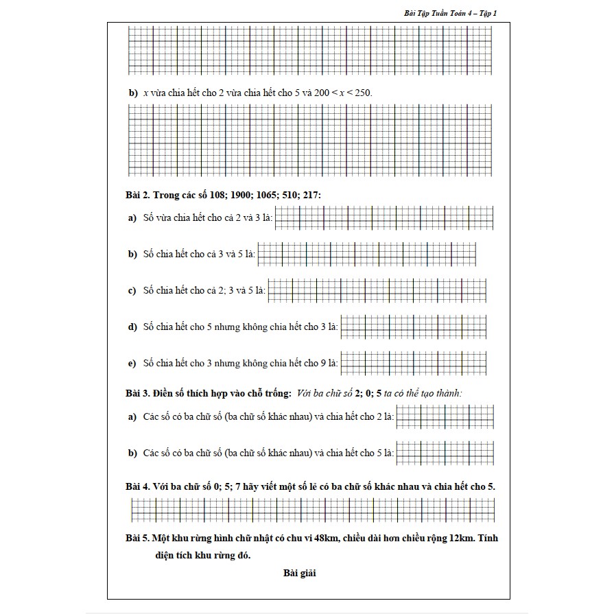 Sách - Bài Tập Tuần Toán 4 - Tập 1 (1 cuốn)