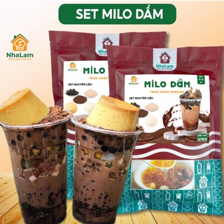 Set Nguyên Liệu Milo Dầm Pudding Trân Châu 10-15 ly Thơm Ngon NHALAM FOOD (Kèm Công Thức)