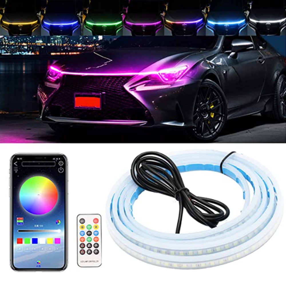 1 Dải Đèn LED RGB DRL Mềm Chống Thấm Nước Trang Trí Xe Hơi Kèm Điều Khiển Từ Xa
