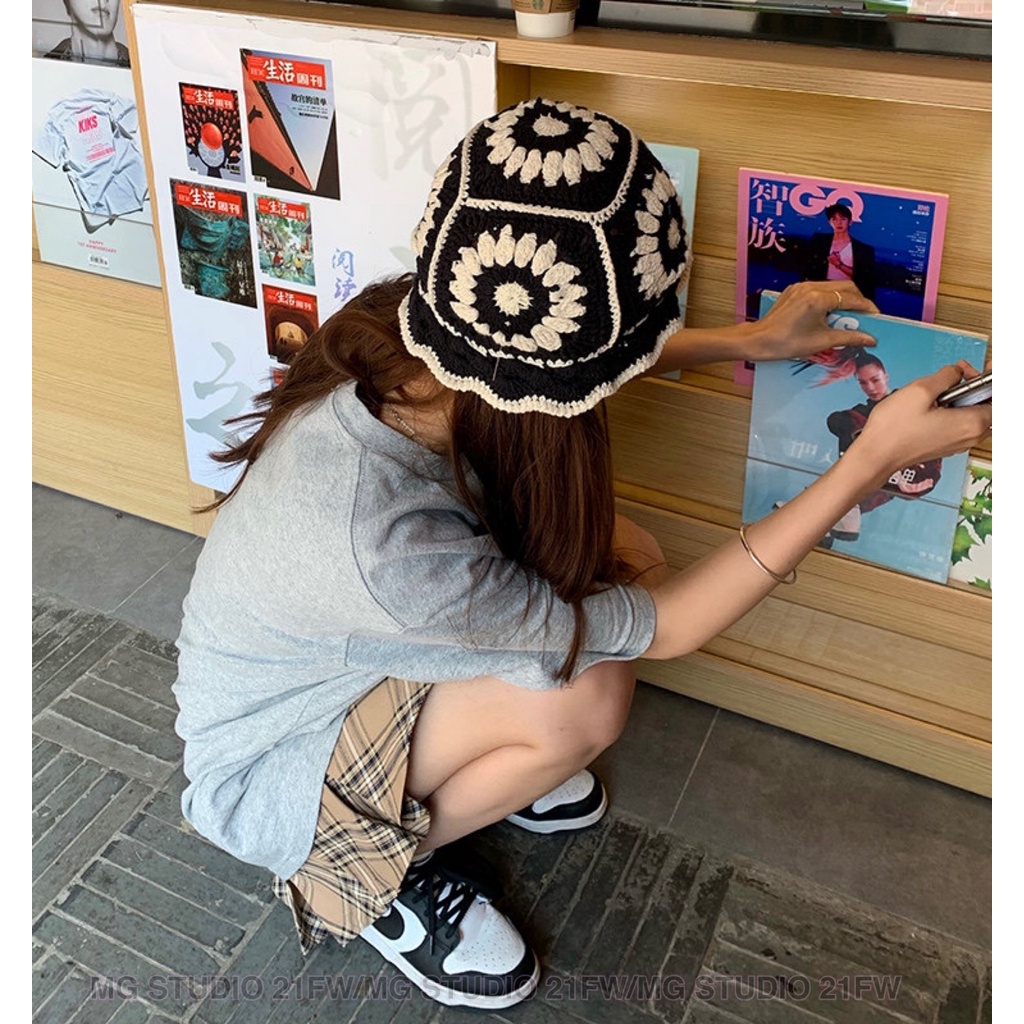 Nón tai bèo Mg Studio kiểu retro thêu hoa một tùy chọn