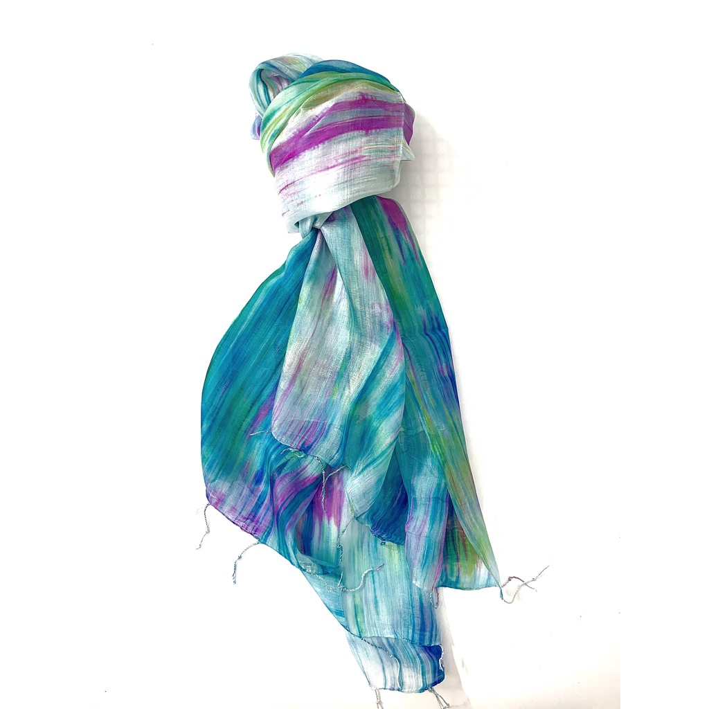 Khăn Lụa Tơ Tằm Palacesilk quàng cổ mùa đông 1#đi du lịch#chống nắng#thời trang, màu xanh #mềm#mịn#mượt#nhẹ&thoáng